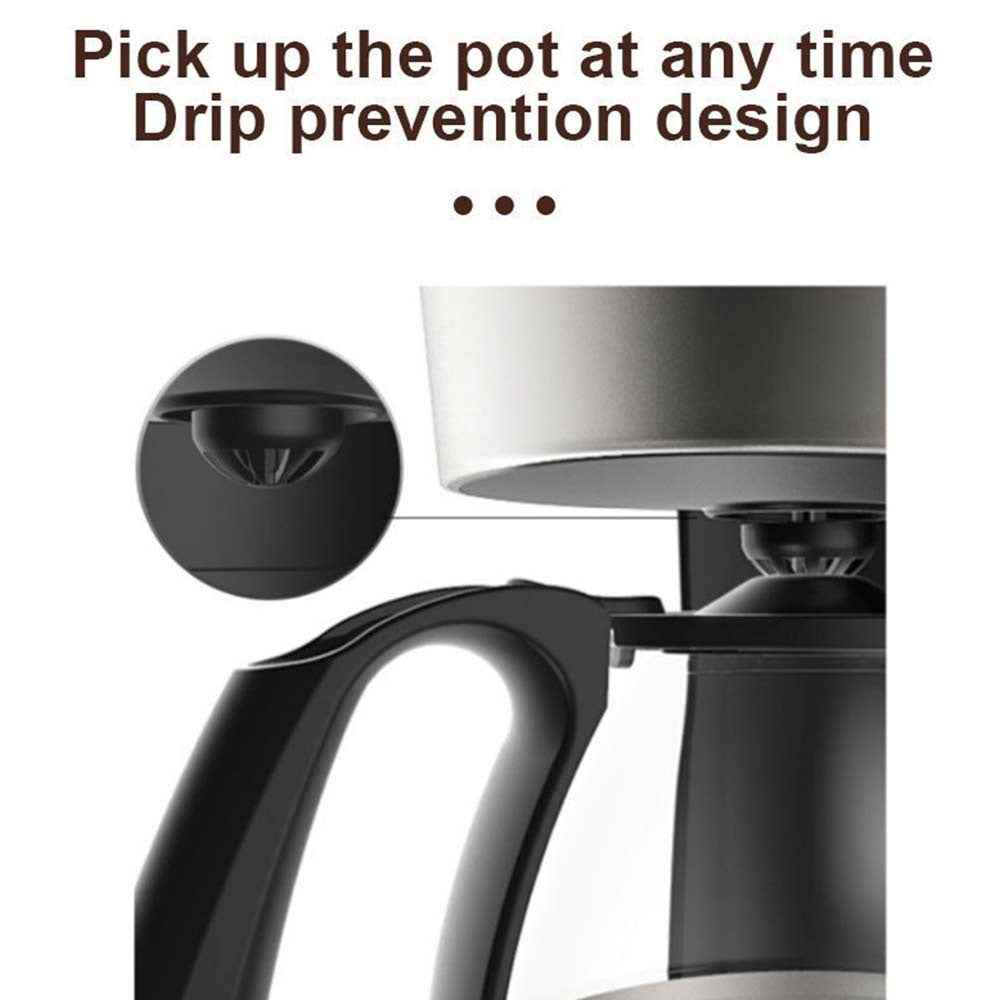 750ml Filter Coffee Maker Machine Instant Anti-Drip Keep Warm Quick Brew Black