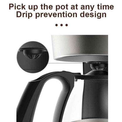 750ml Filter Coffee Maker Machine Instant Anti-Drip Keep Warm Quick Brew Black