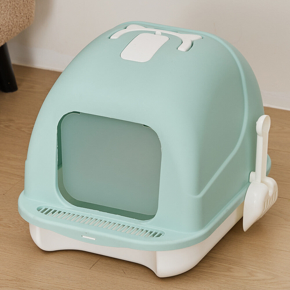 Large Hooded Cat Litter Tray Litter Box Self Cleaning Cat Pan Potty Tray w/ Lid