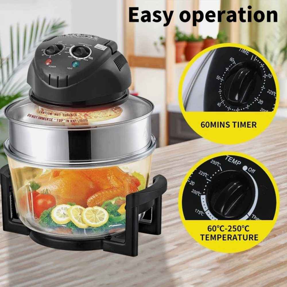 17L Halogen Air Fryer Rotary Convection Oven Multi Cooker Low Fat Health Black O