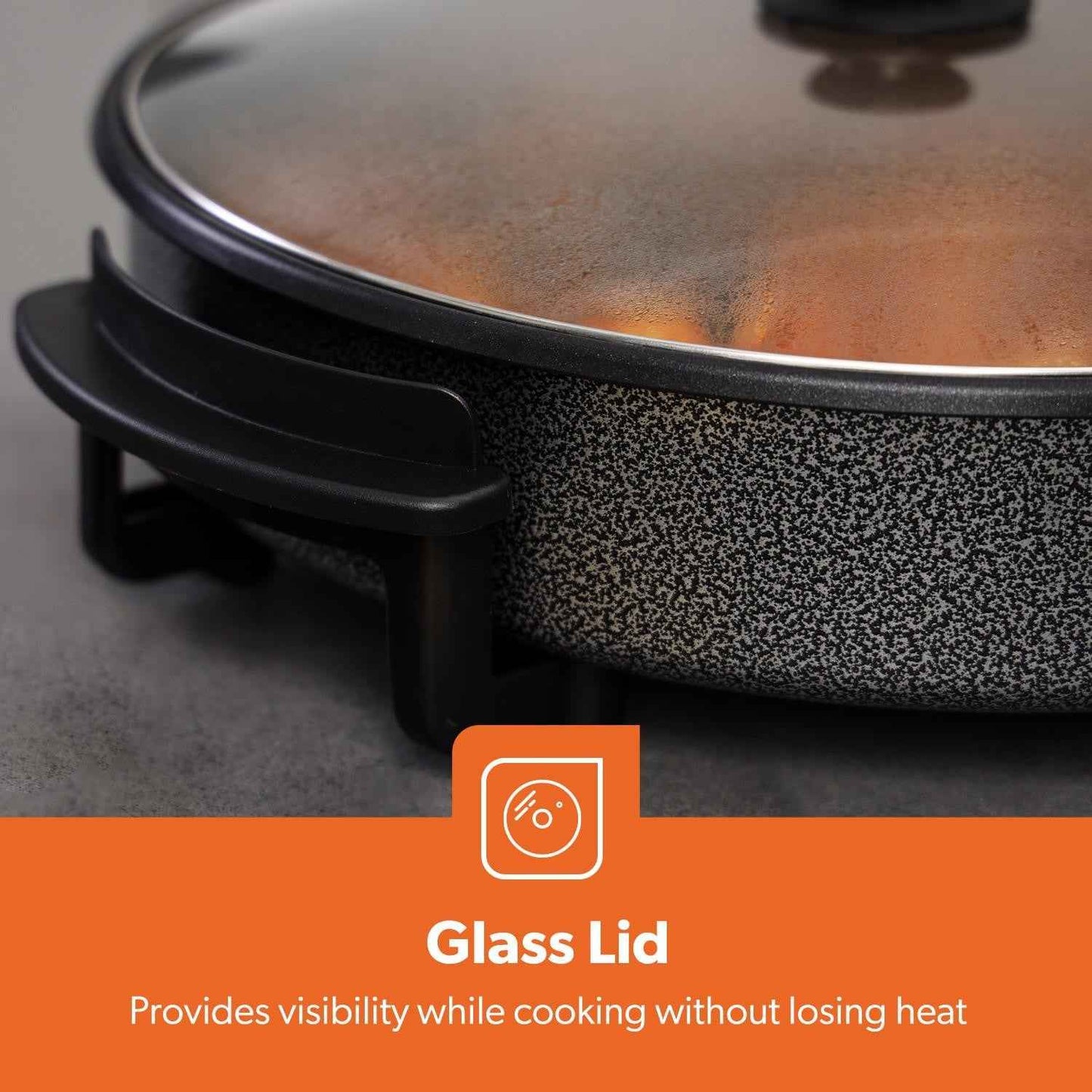 Multi Cooker Electric Frying Pan Large Pot w/ Lid 40cm Temp Control 1500W GEEPAS