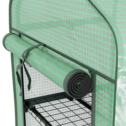 3 Tier Mini Greenhouse with Reinforced PE Cover, Small Greenhouse, Green