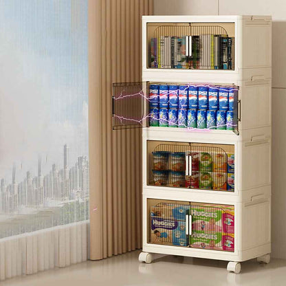 Large Folding Storage Box Stackable Case Cabinet Closet Home Organizer on Wheel