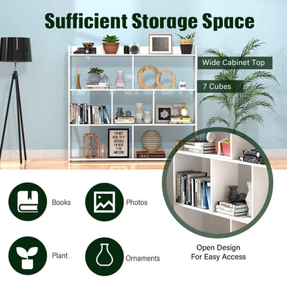 7 Cube Wooden Bookcase Shelving Display Shelves Storage Unit Wood Shelf Bekmgxyr