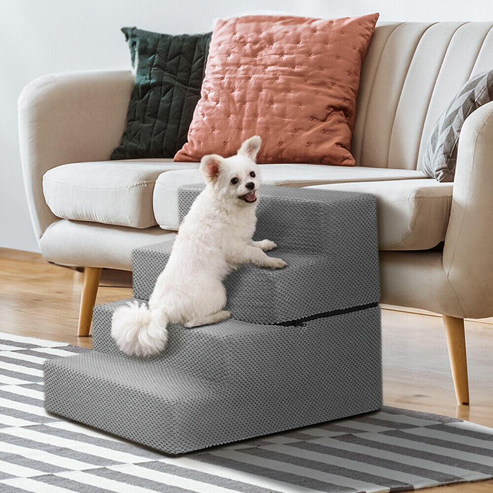 3/4/5 Steps Dog Stairs Pet For Bed Sofa Cats Ladder Ramp With Removable Cover UK