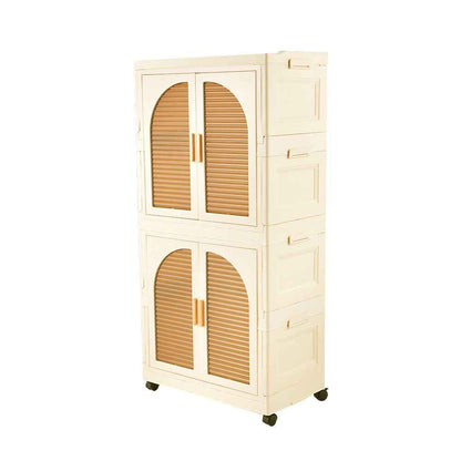 Folding Wardrobe Storage Large Plastic Cabinet with Hanging Rod Clothes Closet