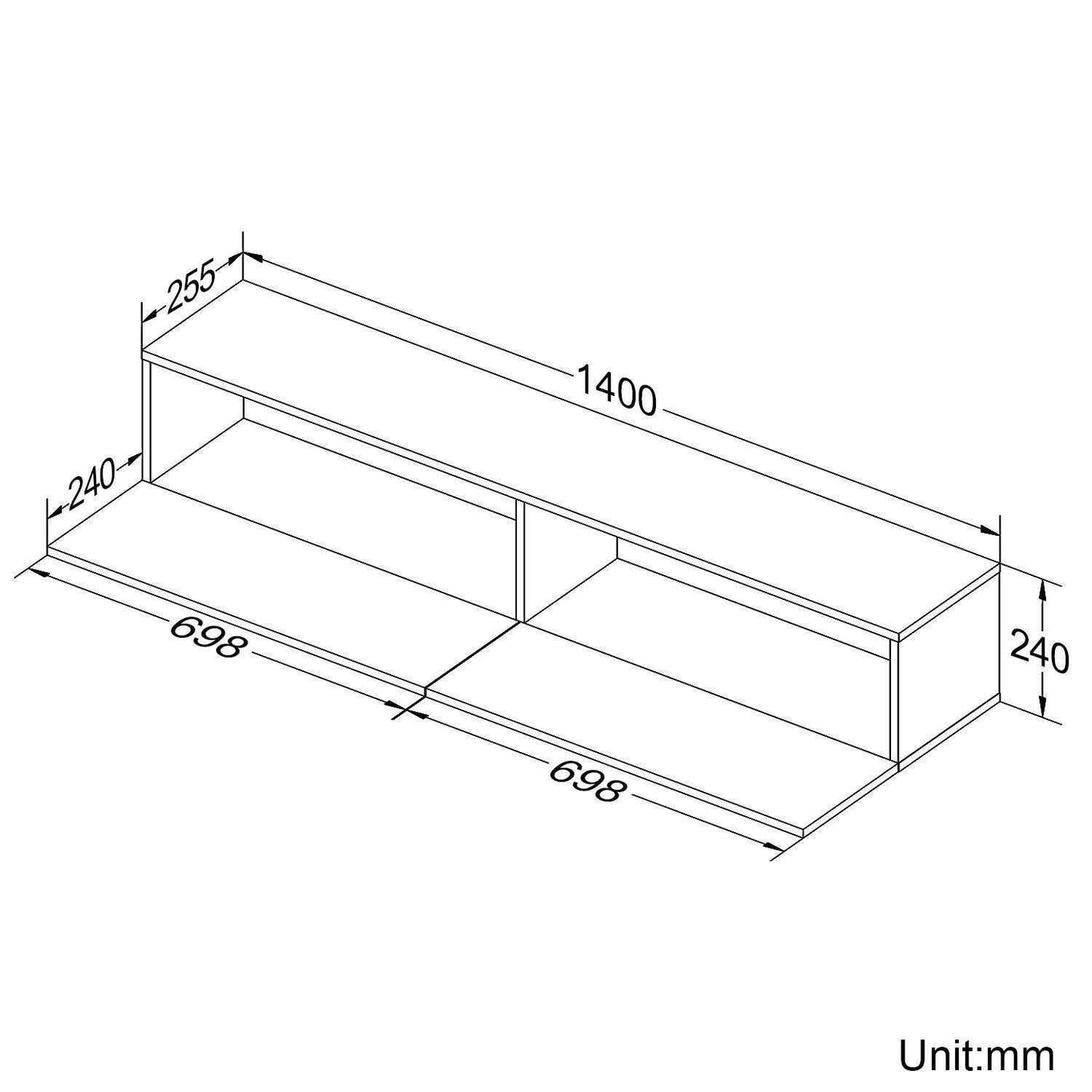 140cm High Gloss Floating TV Unit Cabinet Wall Mounted TV Stand With LED Lights