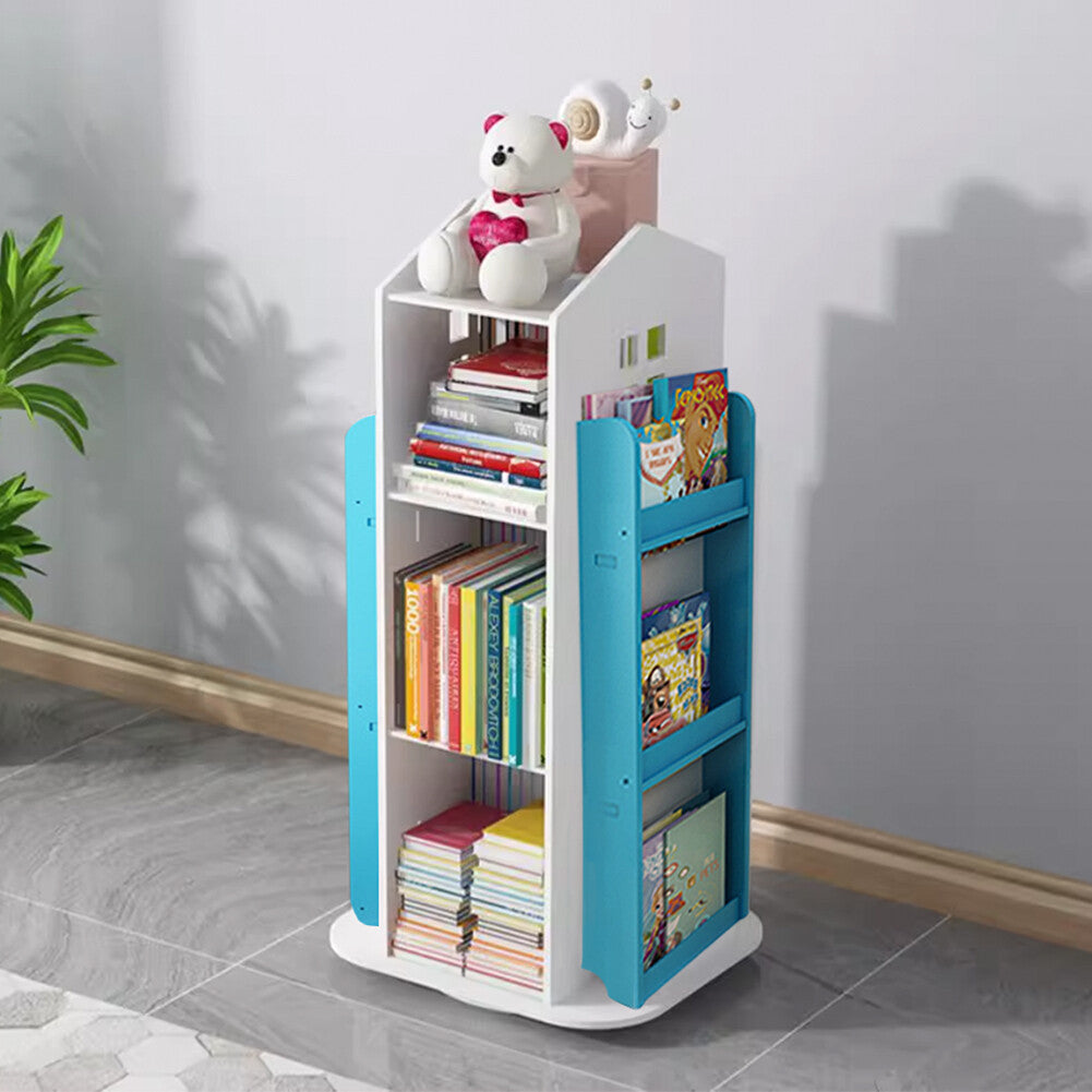 360° Rotating Kids Children Bookshelf Floor Book Shelf Rack Toy Storage Bookcase