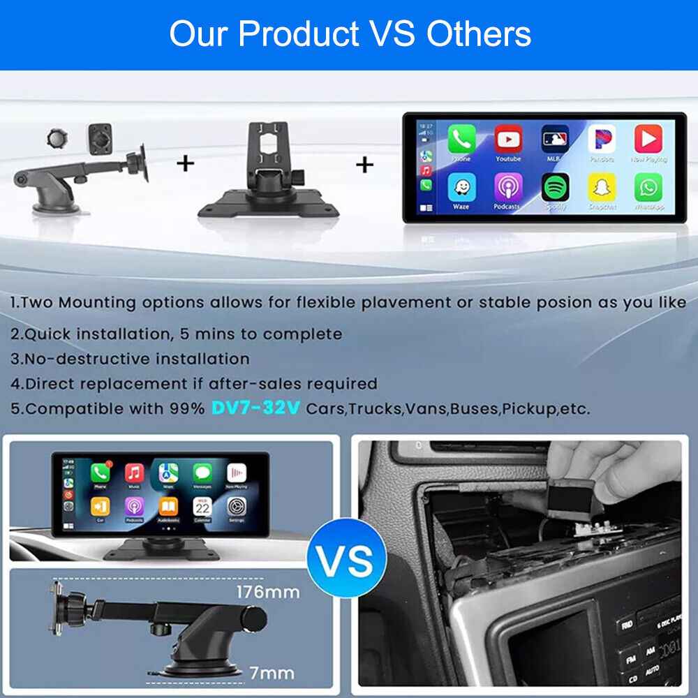 10.26 Inch 4K Touch Screen Car Bluetooth FM Wireless Apple CarPlay Android Auto