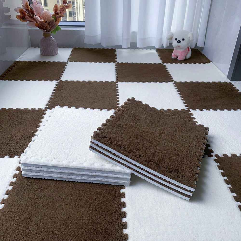 24pcs Interlocking Floor Mat Plush Foam Carpet Tiles Fluffy Square Area Carpets