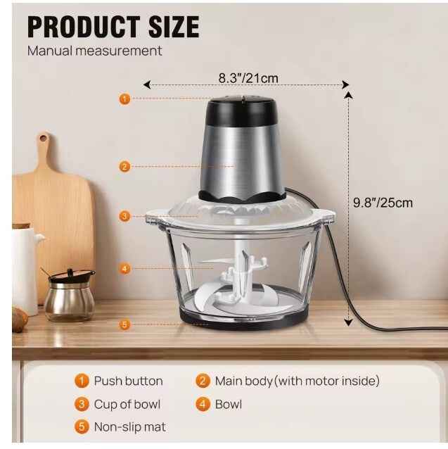 Electric Food Chopper 2Litre 300W Vegetable Chopper Food Processor Meat Grinder
