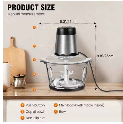 Electric Food Chopper 2Litre 300W Vegetable Chopper Food Processor Meat Grinder