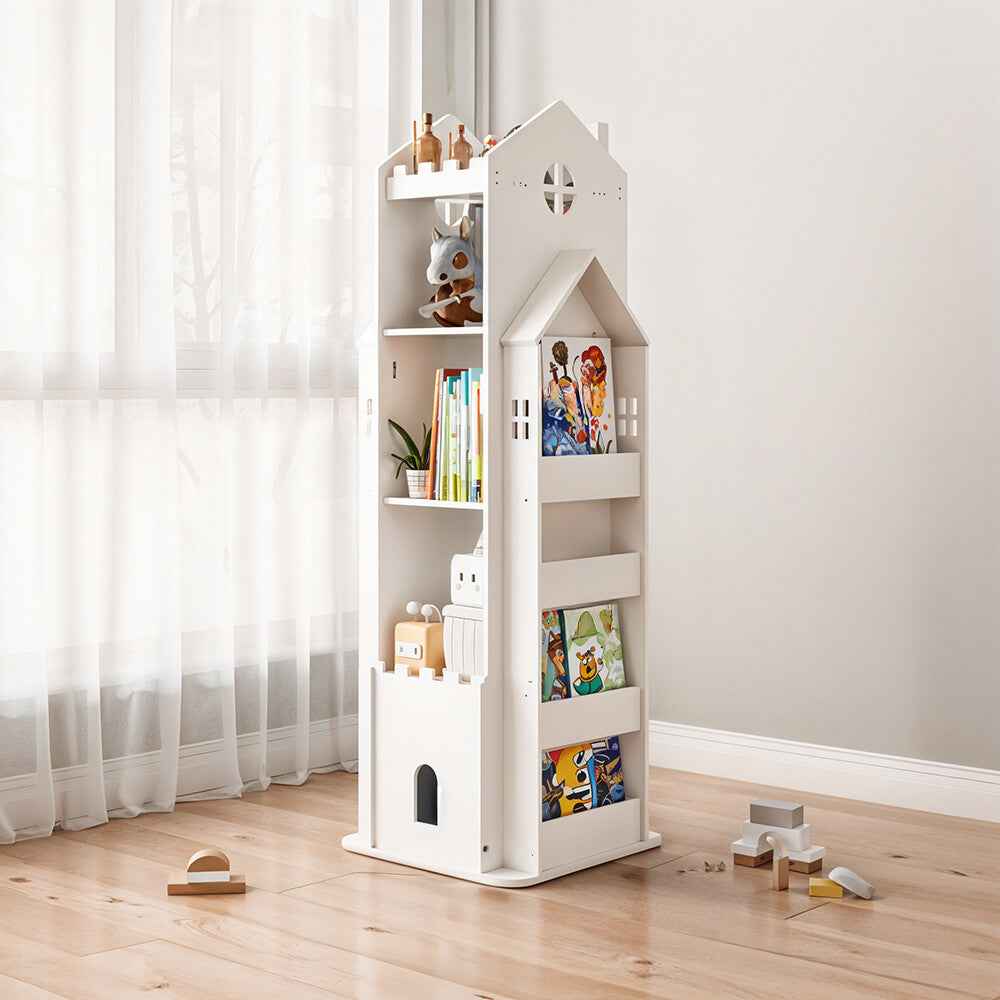 360° Rotating Kids Children Bookshelf Floor Book Shelf Rack Toy Storage Bookcase