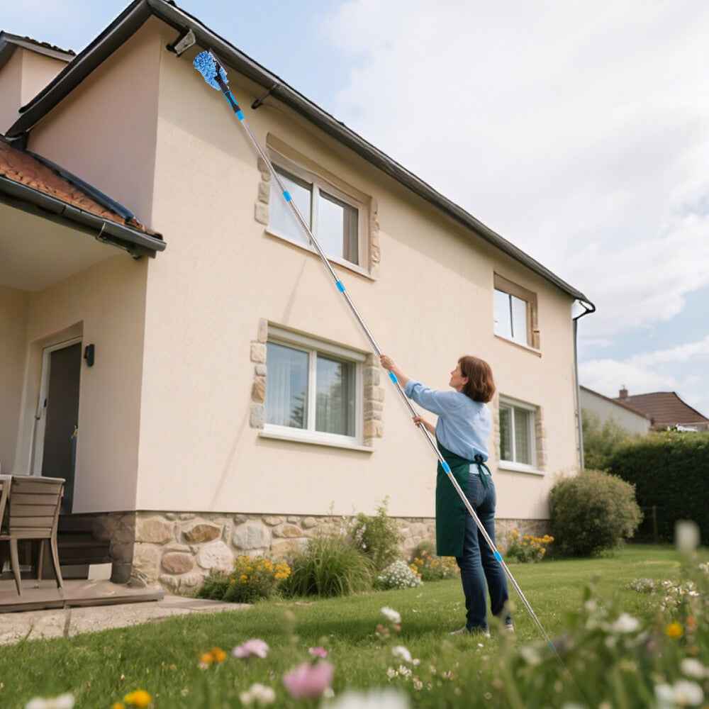 4.3M Long Telescopic Rod 2-in-1 Window Glass Cleaner Wipe & Scraper Cleaning Kit