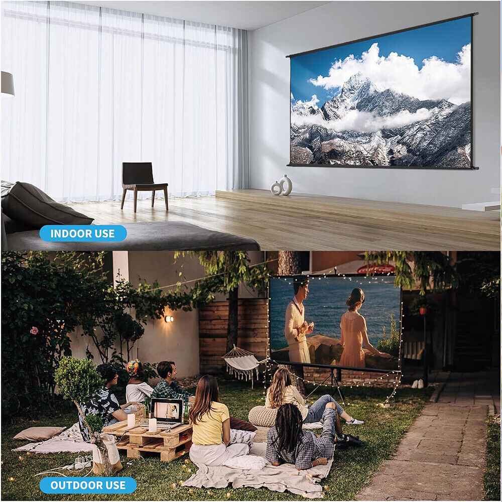 120" Projector Screen w/Tripod Stand Portable Home Outdoor Movie Screen 16:9 4K