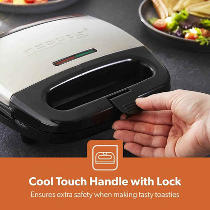 Toastie Maker 2 Slice Sandwich Toaster Non-Stick Machine Easy Clean 750W Geepas