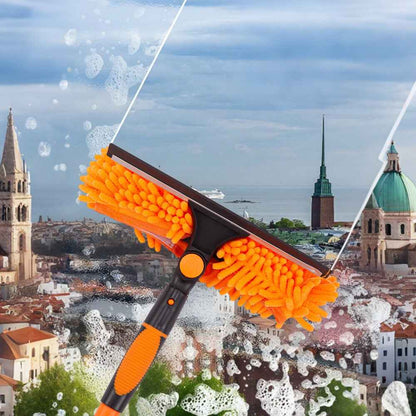 4.3M Long Telescopic Rod 2-in-1 Window Glass Cleaner Wipe & Scraper Cleaning Kit