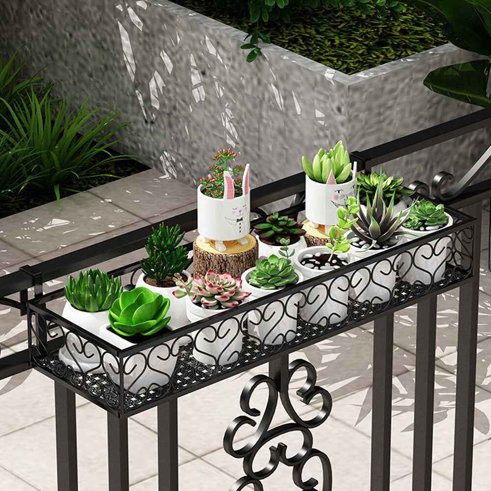 Fence Balcony Metal Hanging Small Plant Planter Stand Flower Pots Holder Rack UK