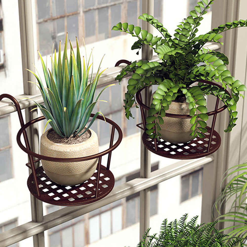 Fence Balcony Metal Hanging Small Plant Planter Stand Flower Pots Holder Rack UK