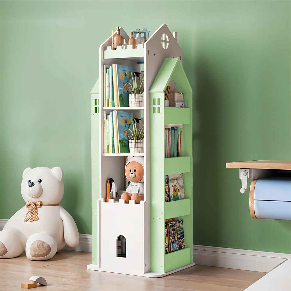 360° Rotating Kids Children Bookshelf Floor Book Shelf Rack Toy Storage Bookcase