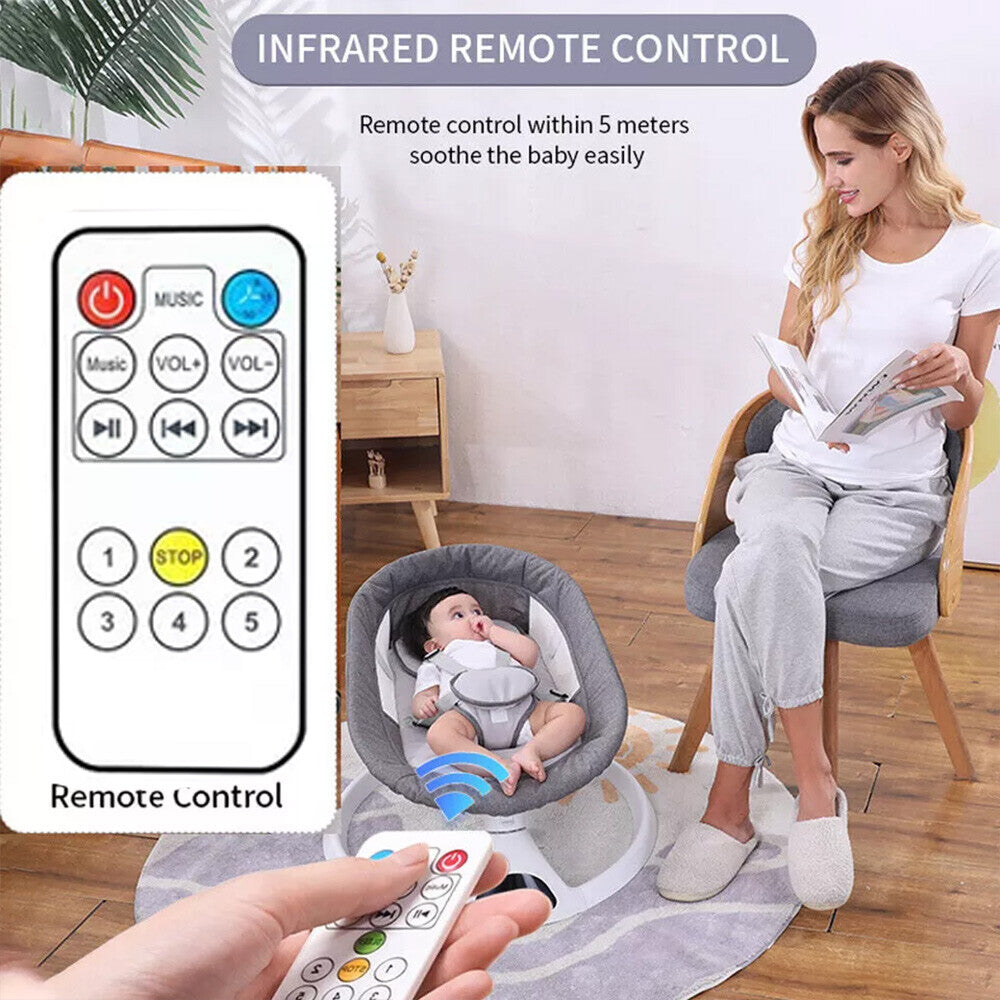 Bluetooth Electric Baby Swing Infant Music Cradle Bouncer Chair Rocker Remote UK