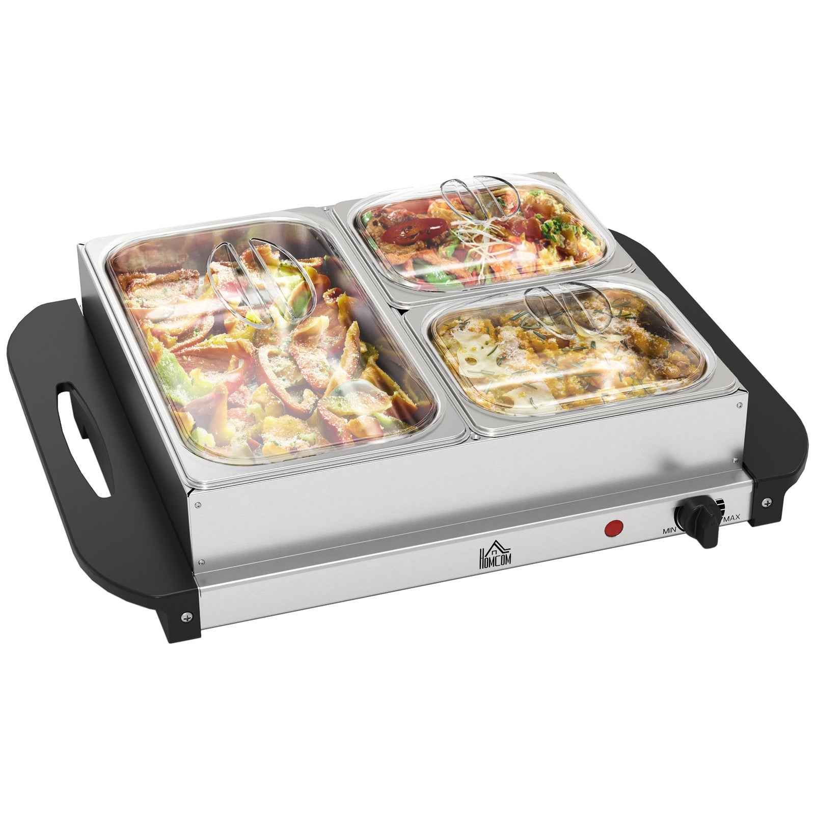 4 Tray Electric Food Warmer 4.5L Buffet Server with Adjustable Temp 200W