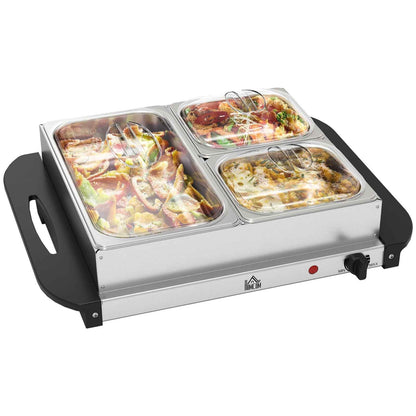 4 Tray Electric Food Warmer 4.5L Buffet Server with Adjustable Temp 200W