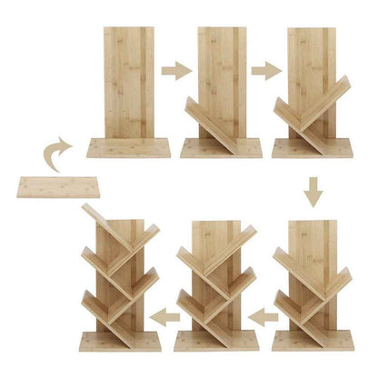 3/5/9 Shelf Tree Free Standing Bookshelf Wood Shape Desk Bookcase Display Rack