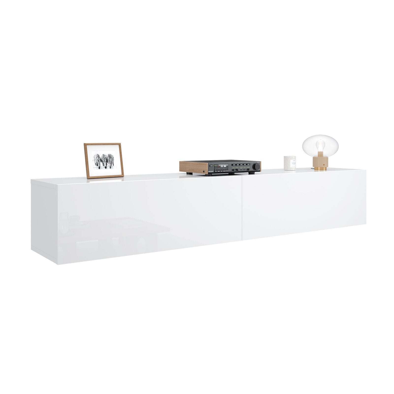 140cm High Gloss Floating TV Unit Cabinet Wall Mounted TV Stand With LED Lights