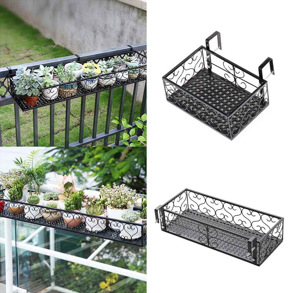 Fence Balcony Metal Hanging Small Plant Planter Stand Flower Pots Holder Rack UK