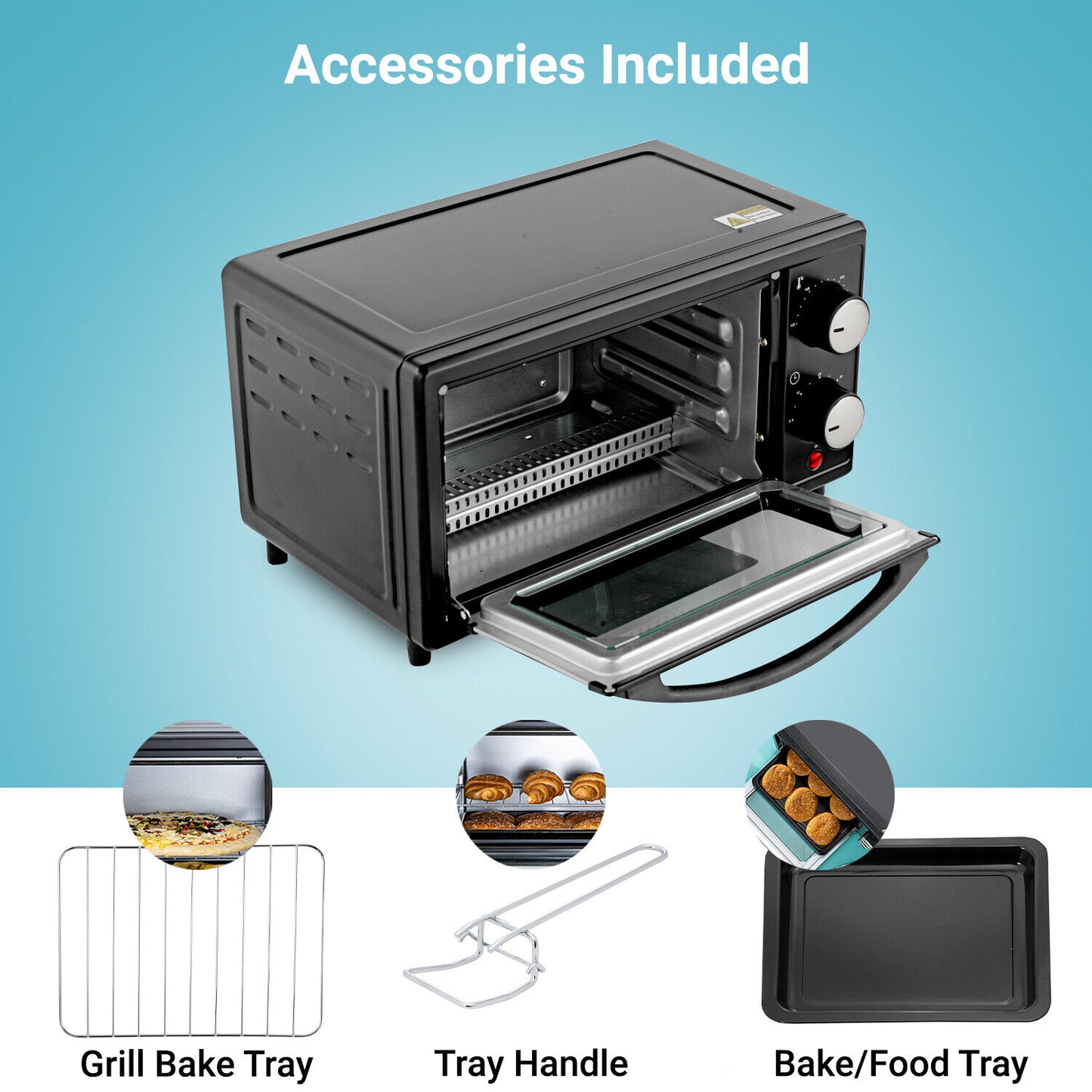 GEEPAS Mini Oven Toaster Grill Tabletop Compact Portable Baking Cooker Electric