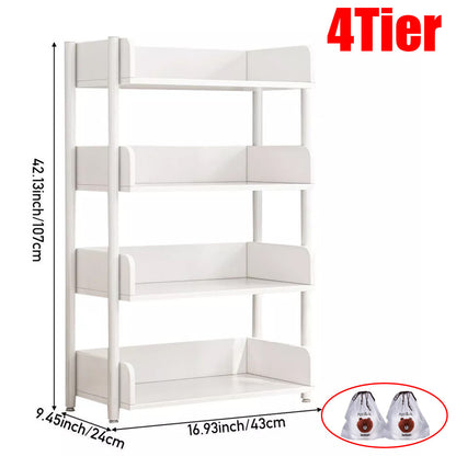 5-8 Tier White Wooden Hallway Shoe Rack Open Shelves Shoe Cabinet Storage Unit