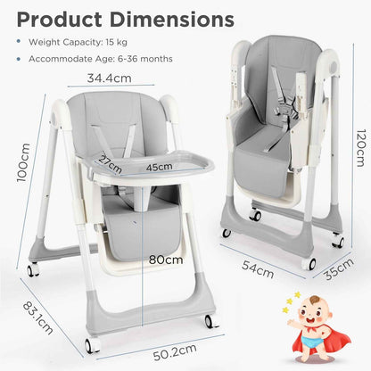 4 in1 Folding Baby High Chair, Adjustable Toddlers Highchair with 4 Uxedmruehjos