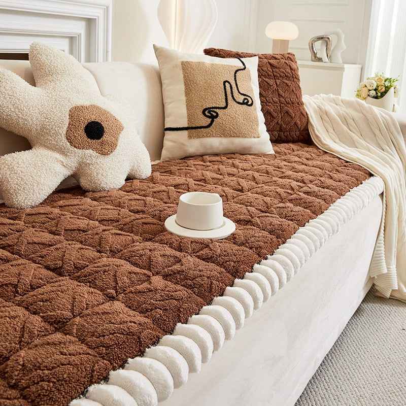 Thick Warm Plush Sofa Slip Covers Non Slip Throw Couch Cover Furniture Protector