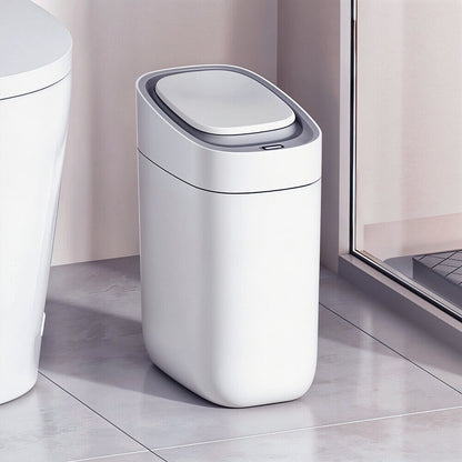 9L Motion Sensor Bin Smart Trash Can with Lid Automatic Waste Bin Trashcan White