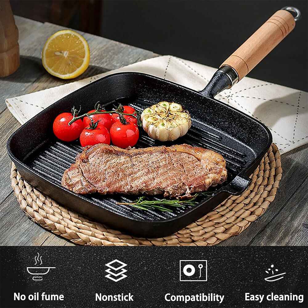 Grill Pan Non Stick Griddle Frying Poring Lips Induction Skillet Cooking Steak