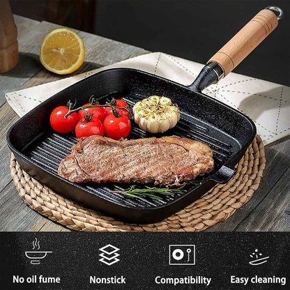 Grill Pan Non Stick Griddle Frying Poring Lips Induction Skillet Cooking Steak