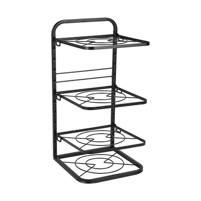 2-7Tier Black Pan Stand Saucepan Pot Rack Kitchen Storage Organiser Shelf Holder
