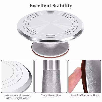 Cake Turntable 12'' Aluminum Cake Revolving Stand Holder Cake Baking Tool-UK