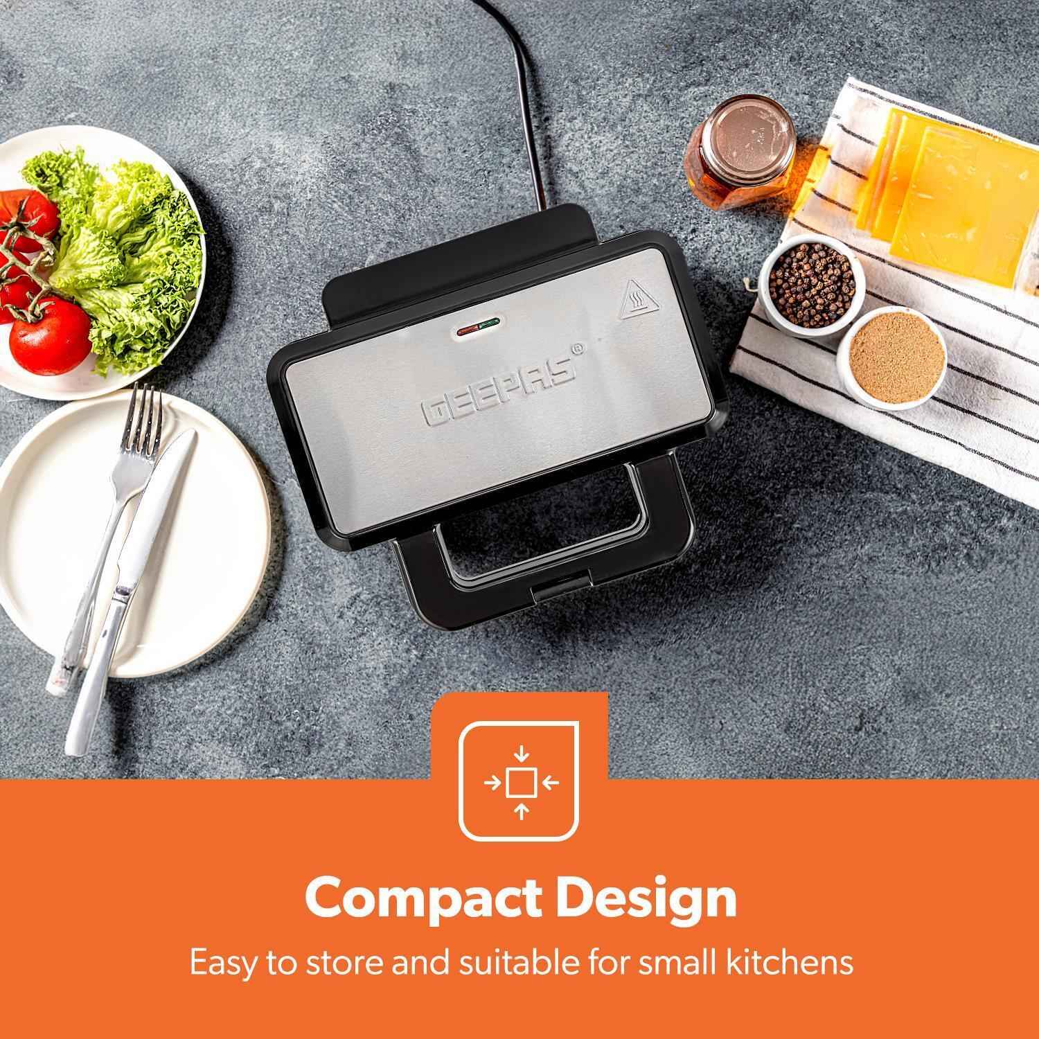 GEEPAS Sausage Roll Maker Makes 4 Rolls Non-Stick Plates Over Heat Protection