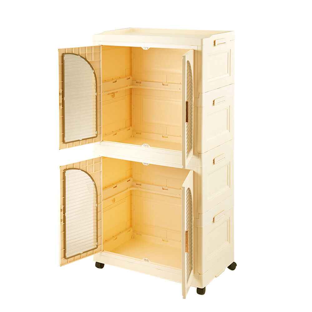 Large Folding Wardrobe Storage Plastic Cabinet with Hanging Rod Clothes Closet