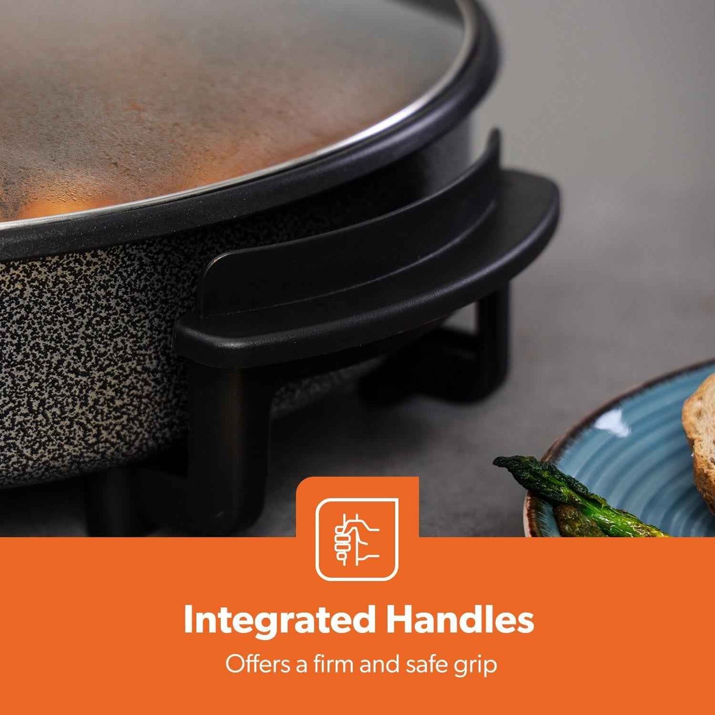 Multi Cooker Electric Frying Pan Large Pot w/ Lid 40cm Temp Control 1500W GEEPAS