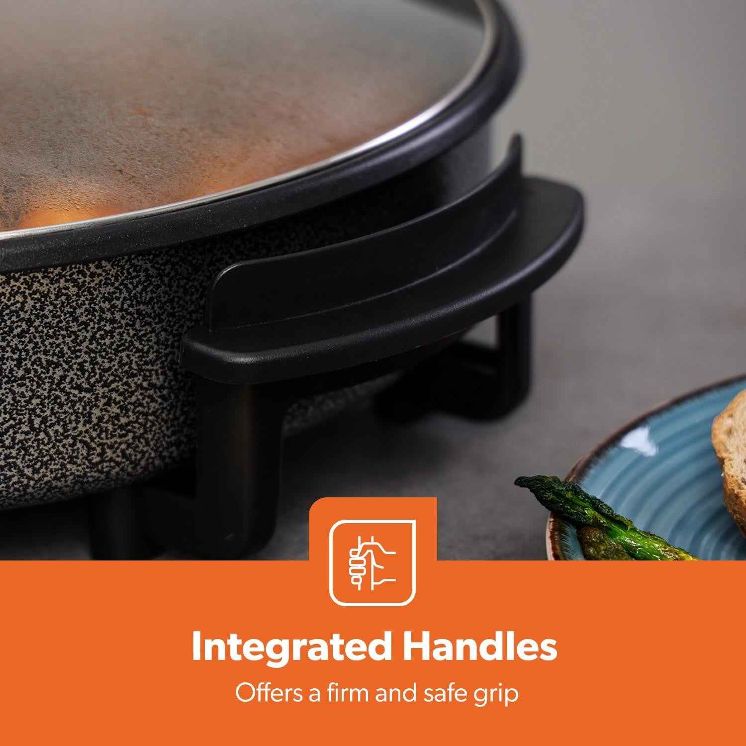 Multi Cooker Electric Frying Pan Large Pot w/ Lid 40cm Temp Control 1500W GEEPAS