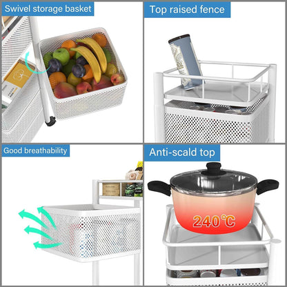 Ceenaz 6-Tier Rotating Kitchen Storage Cart: Utility Vegetable Mobile Shelf Rack - Ceenaz Store