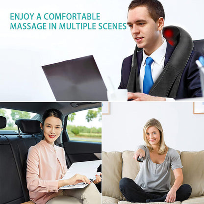 Electric Shiatsu Back Neck Shoulder Massager with Heat Kneading Body Car Home UK
