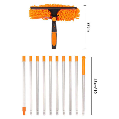 4.3M Long Telescopic Rod 2-in-1 Window Glass Cleaner Wipe & Scraper Cleaning Kit