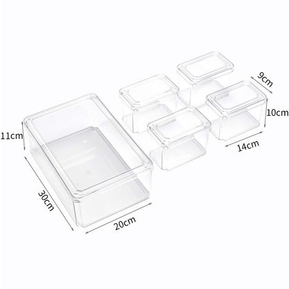 S/M/L Clear Plastic Fridge Storage Box Cupboard Organiser Fruit Veg Rack 3-10Pcs