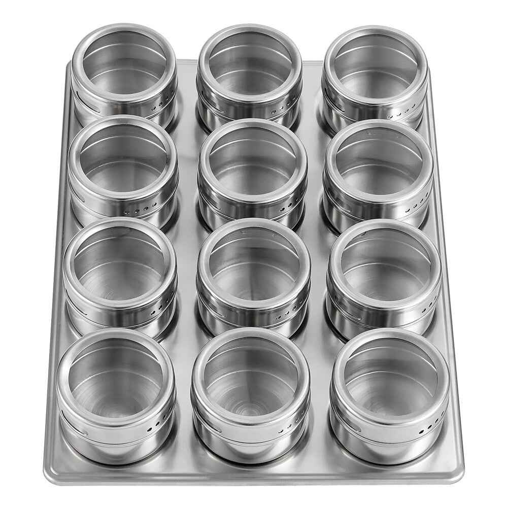 12x Magnetic Spice Jars BBQ Shaker Lids Seasoning Tins Container Stainless Steel