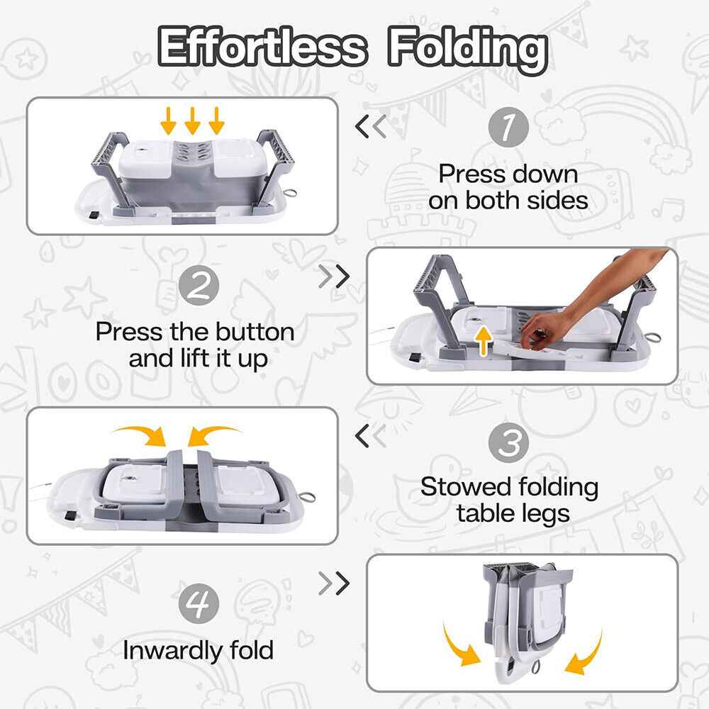 Foldable Baby Bath Tub Ergonomic with Temperature & Cushion Bath Pad + Bath Net