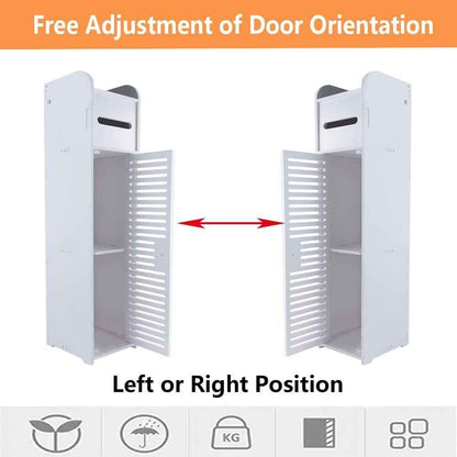 White Bathroom Bedroom Cabinet Shelf Cupboard Storage Unit Free Standing Floor